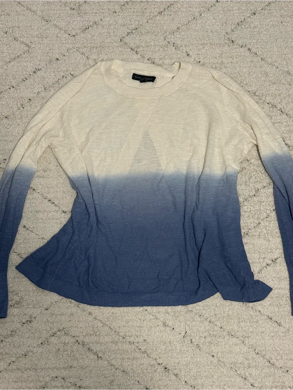 White to Blue Ombre Long-Sleeve Top with Open Back